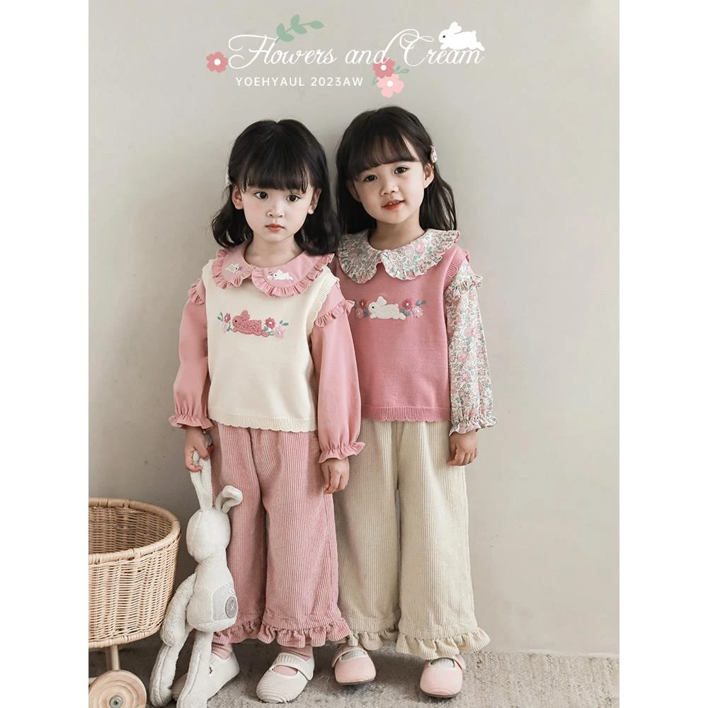 幼悠女童春季洋气针织毛衣马甲韩版宝宝休闲儿童春秋上衣潮Q2988