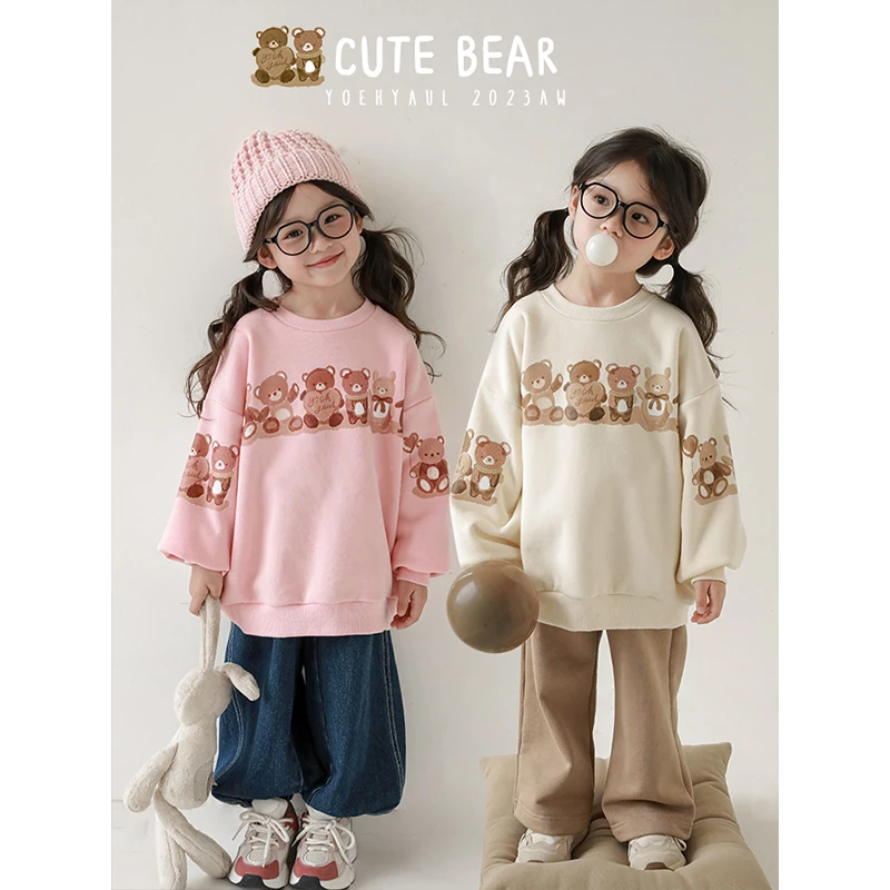 幼悠{曲奇小熊}女童卡通小熊印花卫衣儿童春秋洋气秋季童装N4225