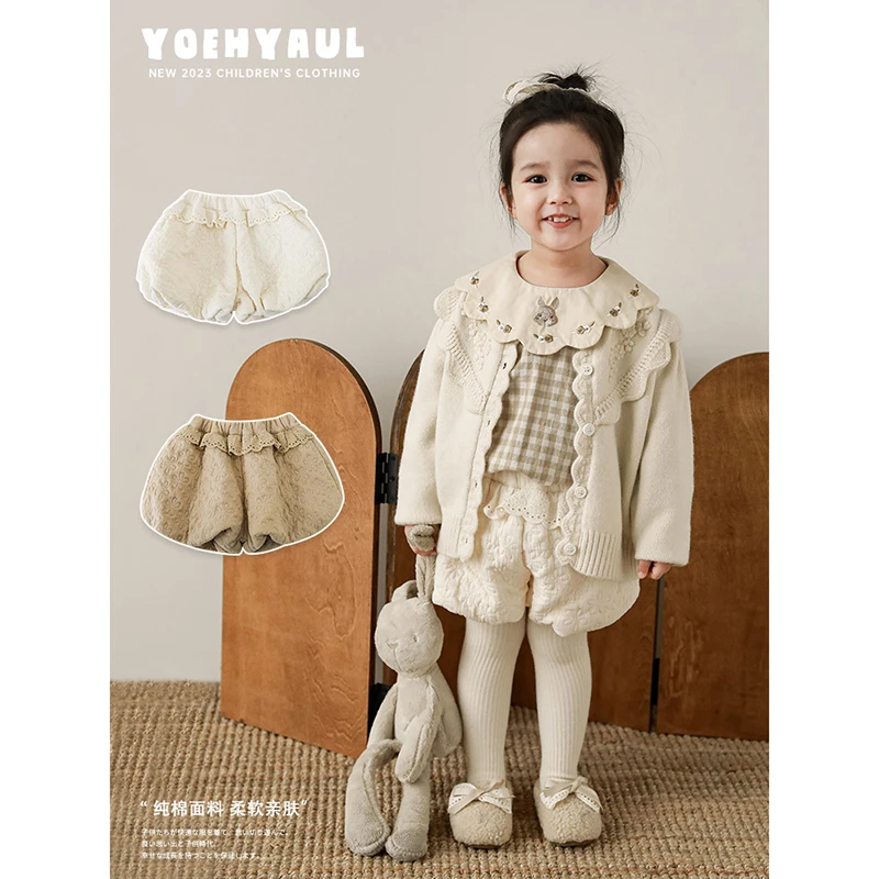 幼悠女童时尚百搭童装宝宝洋气宽松裤子儿童纯色休闲短裤 Q3003