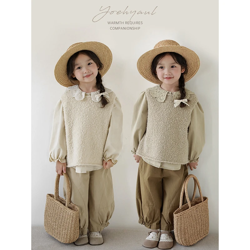 【2025年秋冬清】幼悠儿童纯色毛绒马甲亲子装无袖GQ3001