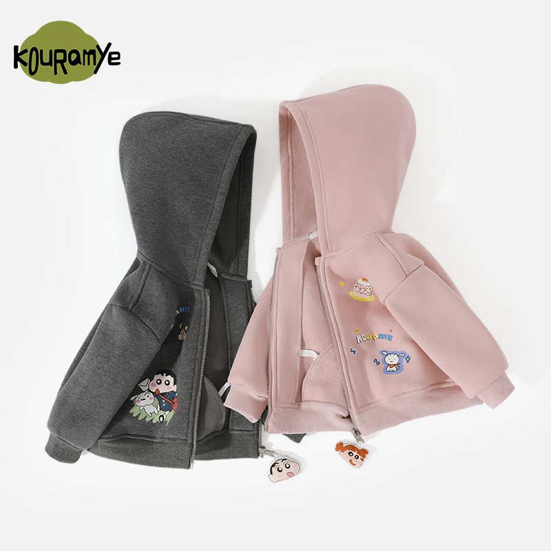 酷娃米2024年冬季新款中小男女童印花蜡笔小新开衫卫衣外套20661