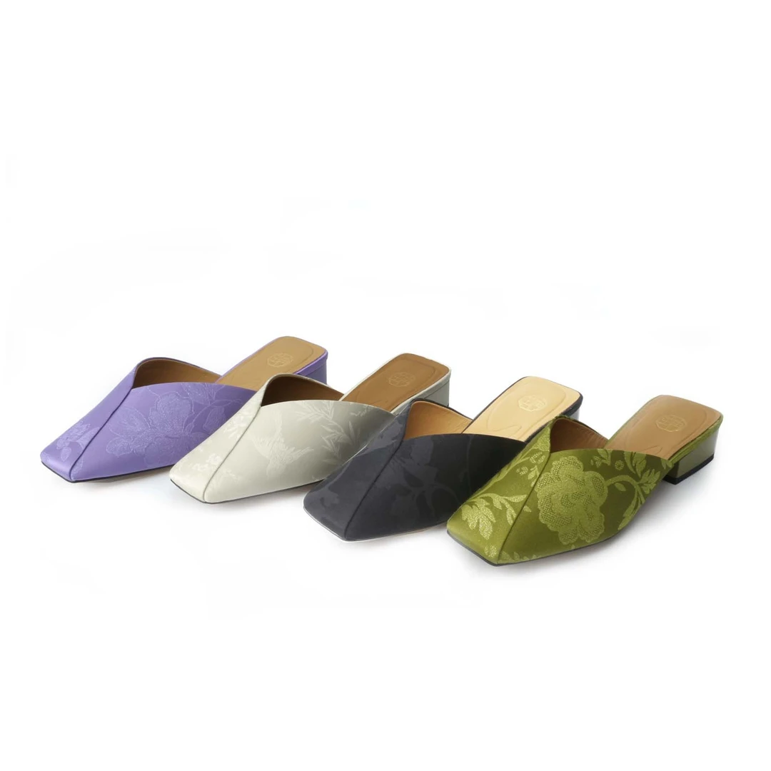 《霞姿月韵》新国风桑蚕丝半拖鞋时尚低跟