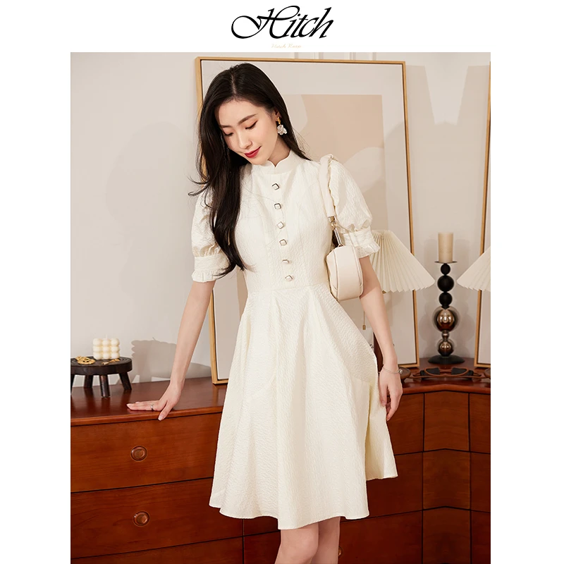 希区瑞普高端法式浪漫公主连衣裙女春夏显瘦F1607纯色裙