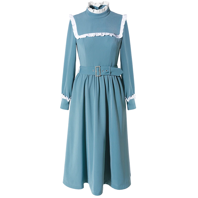 希区瑞普高端名媛赫本风连衣裙秋冬F1358女复古气质大摆伞裙