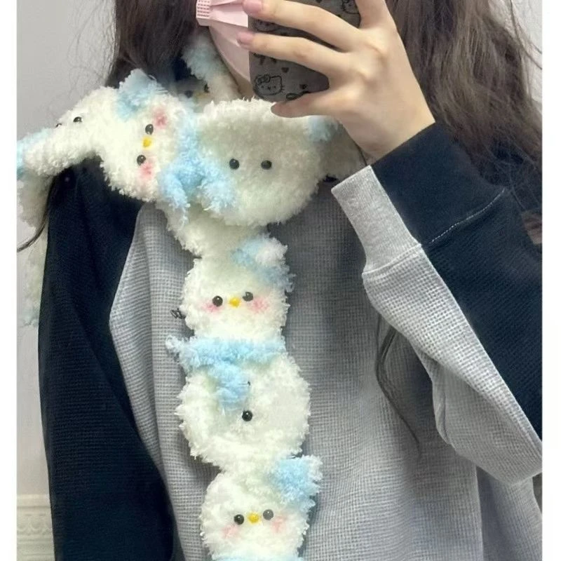 小苑自制雪人围巾编织diy材料包毛线钩针可爱拼接围脖送女友礼物