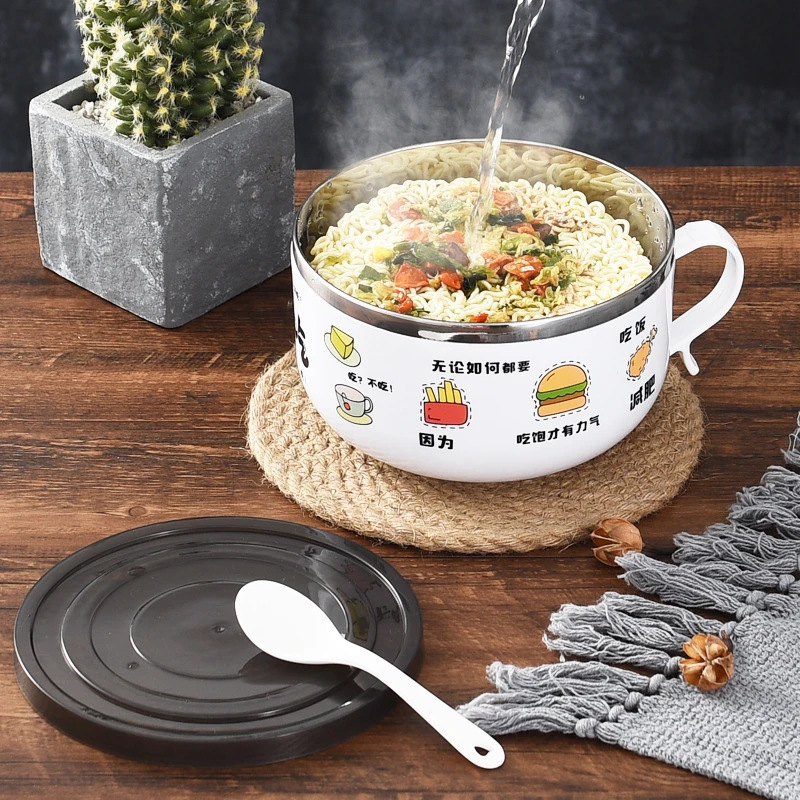 爆款瘦瘦泡面碗学生宿舍食堂不锈钢便携大容量打饭碗