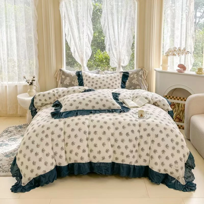 【梦之居MEET】法式欧美风亲肤透气全棉皱皱纱四件套