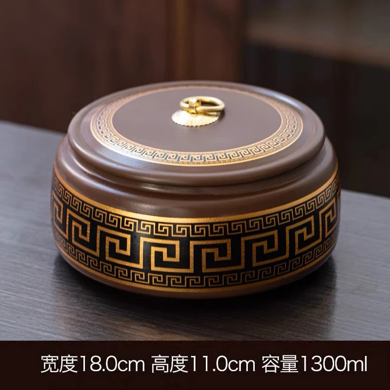 紫砂茶叶罐陶瓷大号储存罐一斤装醒茶罐普洱茶盒红绿茶散茶密封罐