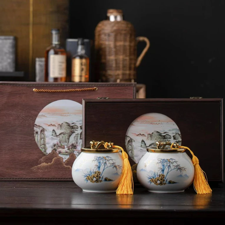 双罐空礼盒茶叶罐密封罐储物罐一罐多用茶仓