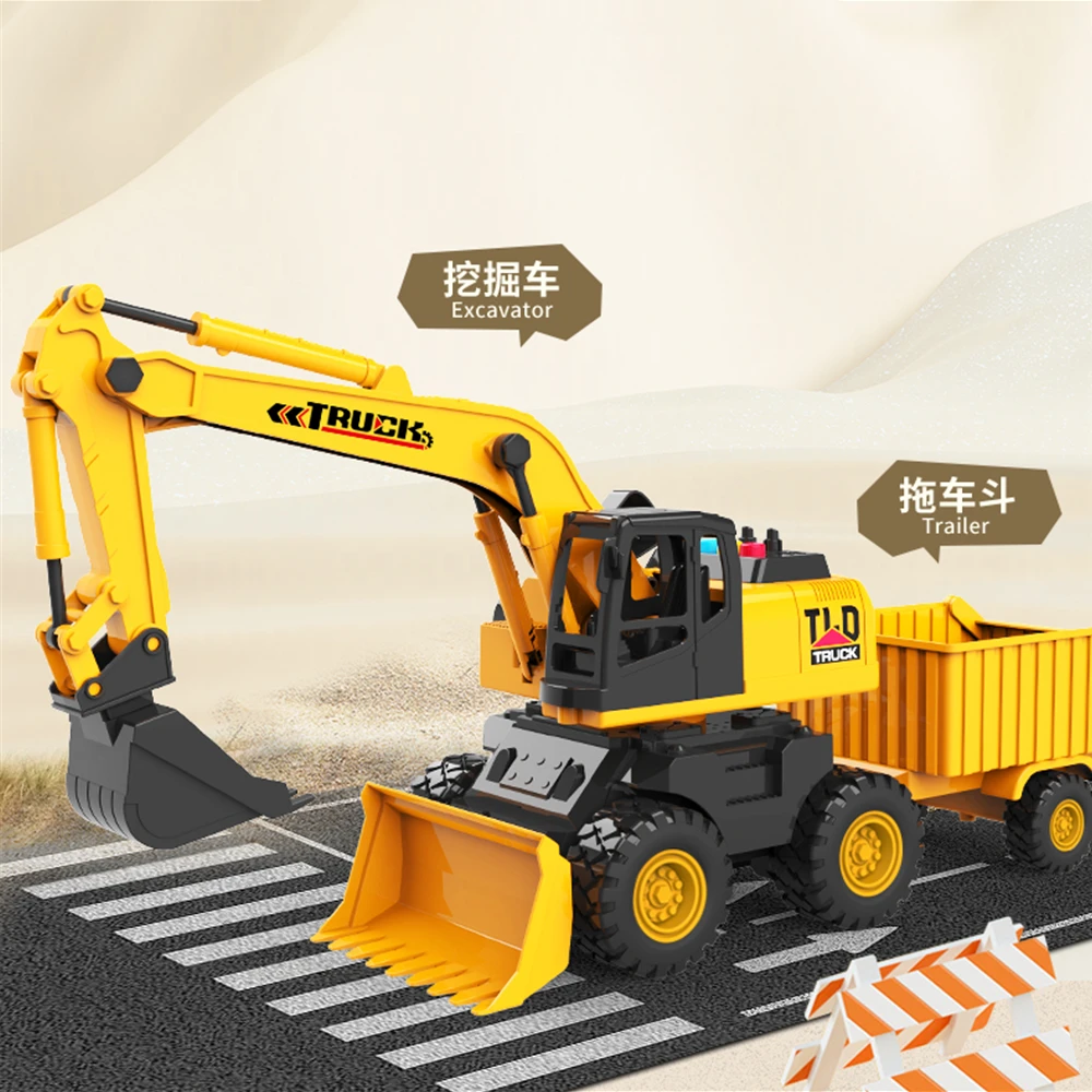 多功能儿童挖掘机宝宝男孩惯性玩具仿真挖土机模型三合一工程车