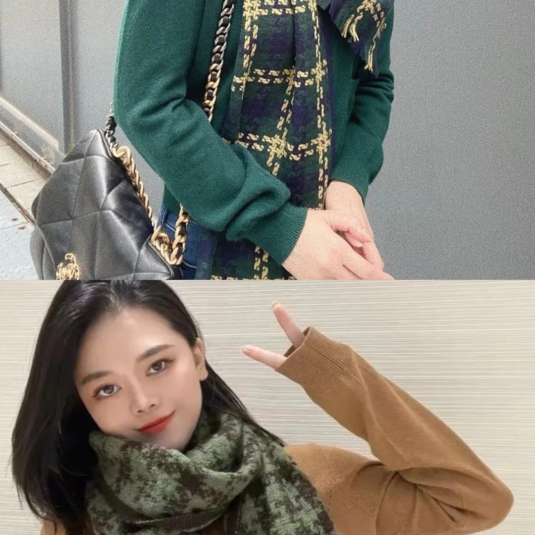 阿玛施 格纹围巾 5800039保暖百搭时尚气质