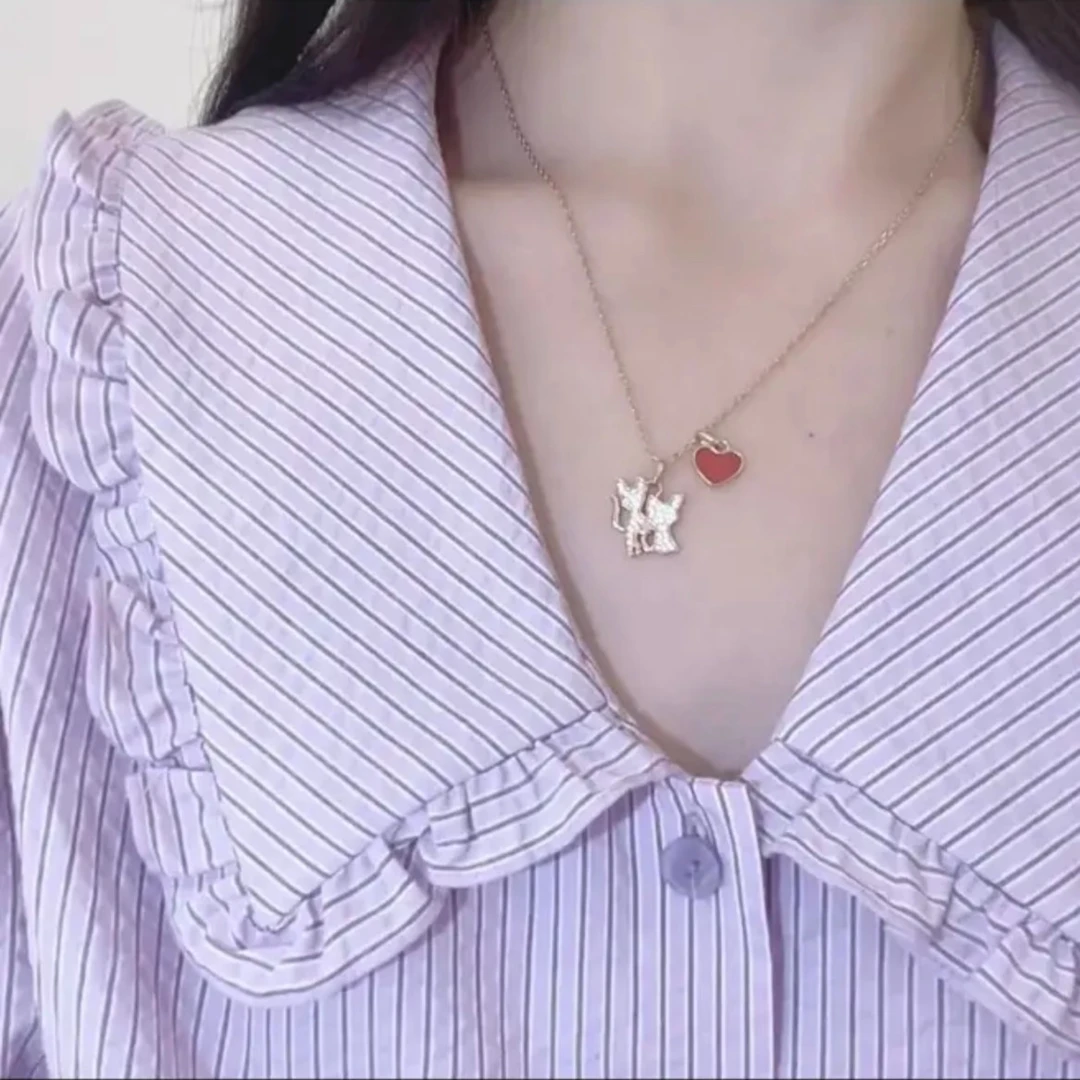 合金项链 阿玛施新款白色心动小项链颈链锁骨链5900426时尚百搭