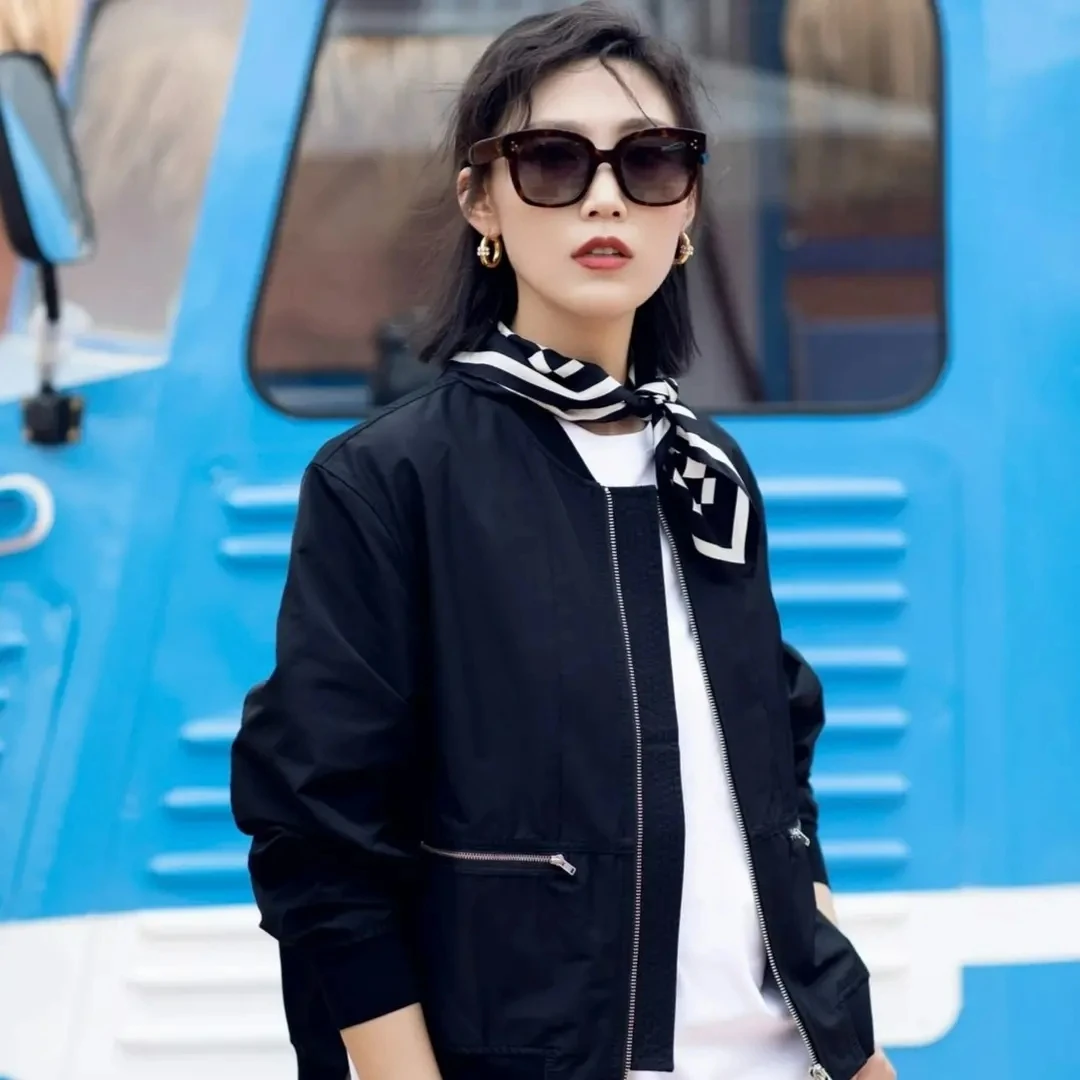 【阿玛施 AMASS】百搭简约休闲春秋长袖夹克外套5400119时尚