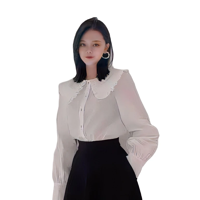 【阿玛施 AMASS】春季娃娃领衬衫气质时尚百搭女士上衣5300814衬衣
