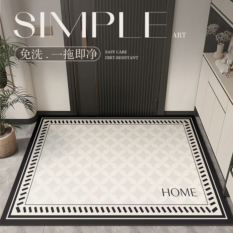 轻奢高级感入户门地垫pvc免洗进门口脚垫家有可剪裁防滑耐脏地毯