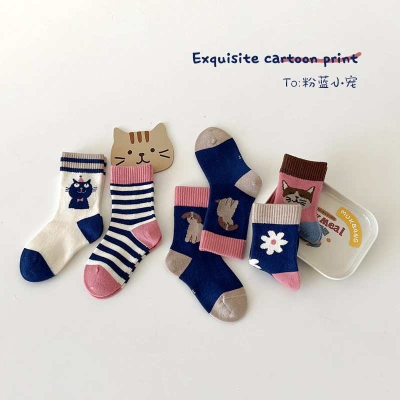 儿童袜子中筒袜冬款过年宝宝冬季新年袜红色学生袜子