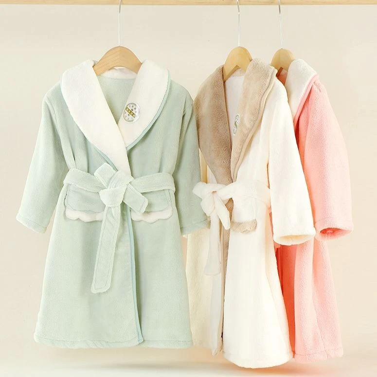 儿童浴袍春秋冬加厚浴巾洗澡游泳中大童可穿式浴衣吸水速干不掉毛