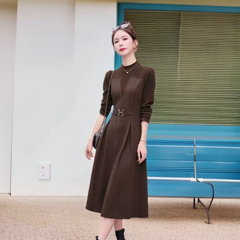 506#【木兮兮专属】2024年秋冬新款减龄修身百搭时尚中长款连衣裙