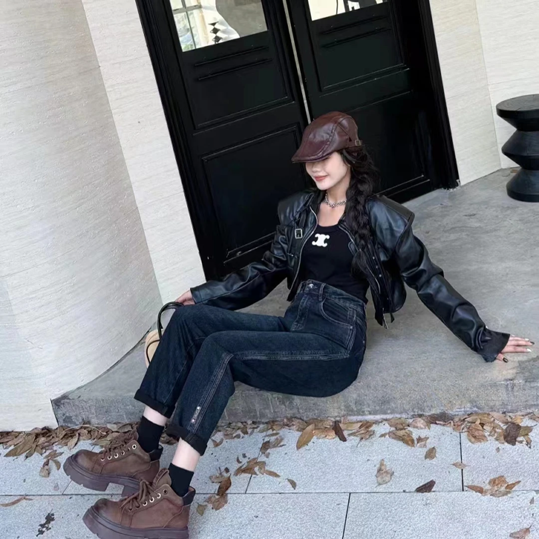35183#【木兮兮专属】2024年秋冬季新款气质气质时尚百搭牛仔垮裤女