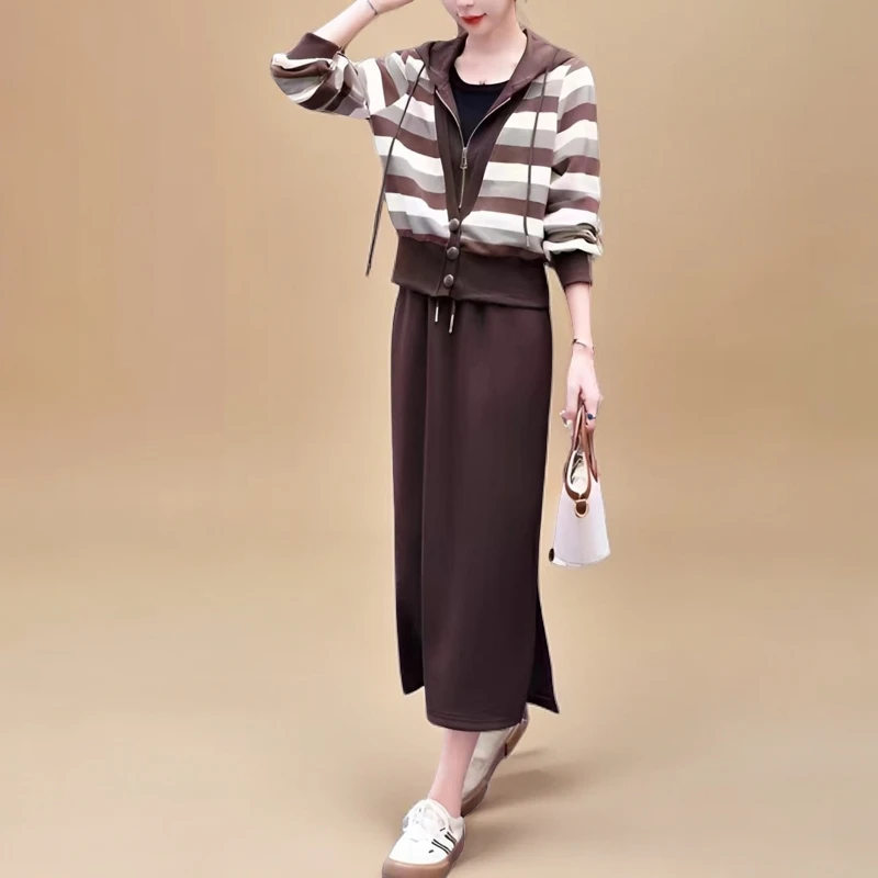 652#咖【木兮兮专属】2024年秋冬季时尚洋气修身百搭气质长袖套装