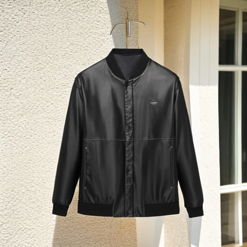 105A#【木兮兮专属】2024秋冬季新款男士时尚气质棒球领皮衣外套