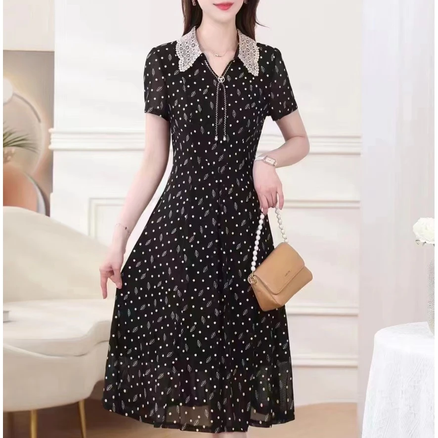 2439#树叶【木兮兮专属】2024年夏季气质修身显瘦轻奢中长款连衣裙