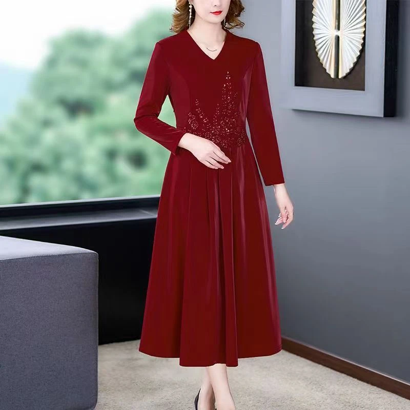 781#【木兮兮专属】2024年秋冬新款气质修身显瘦时尚中长款连衣裙