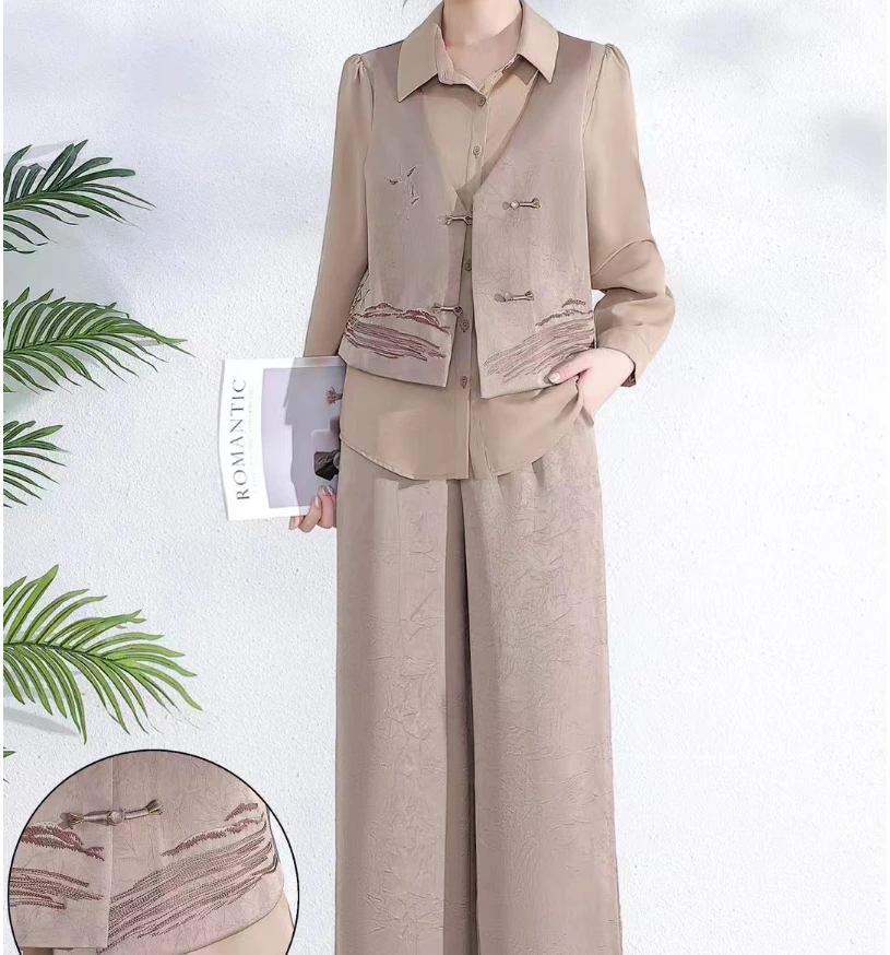 5F16#卡【木兮兮专属】2026年春季新款刺绣显瘦时尚休闲百搭套装