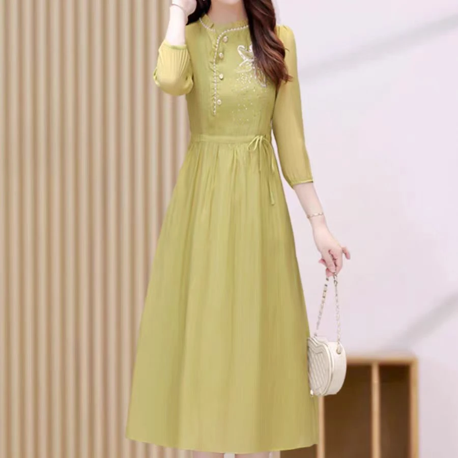 9116#【木兮兮专属】2024年春秋季新款气质显瘦印花时尚连衣裙