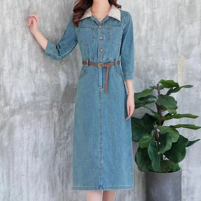 17款#【木兮兮专属】2026年春夏季新气质显瘦牛仔休闲中长款连衣裙