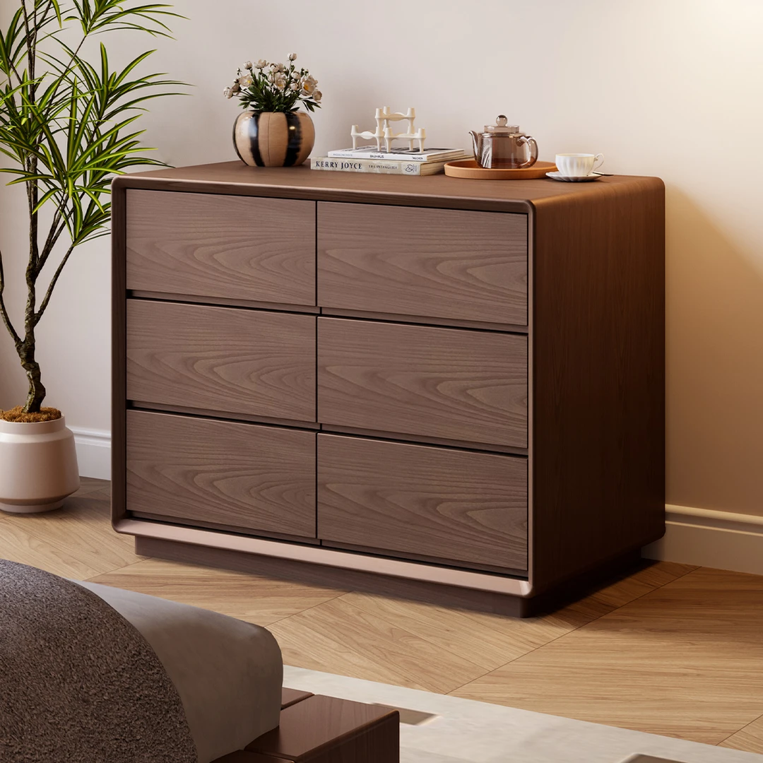 繁丰全实木斗柜卧室收纳柜客厅靠墙储物抽屉斗橱简约现代六斗柜