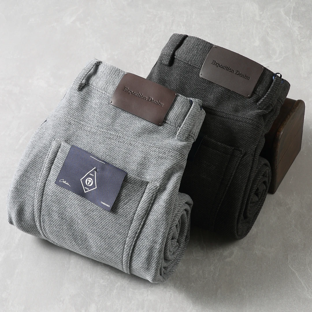 冬季新款羊毛呢休闲裤弹力厚款加绒保暖耐寒奢华男士百搭直筒长裤