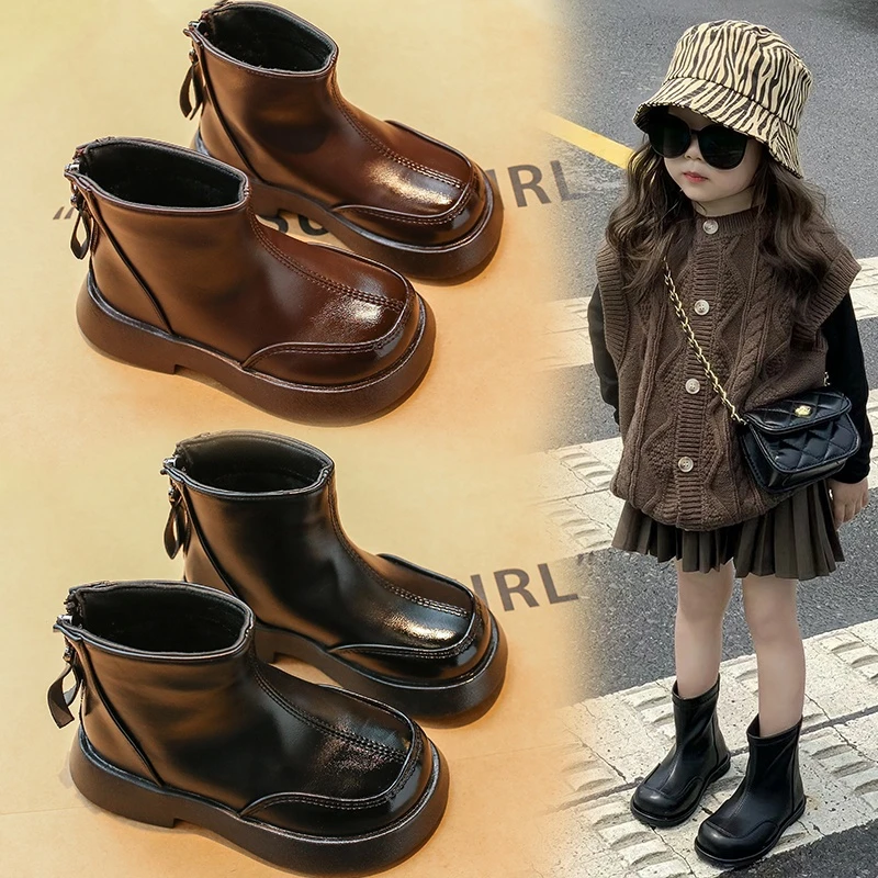 2025秋冬季宝宝马丁靴小女孩靴子时尚百搭休闲短靴软底英伦童靴