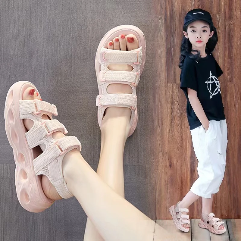 女童运动凉鞋2024夏季新款儿童时尚软底防滑网鞋中大童韩版沙滩鞋