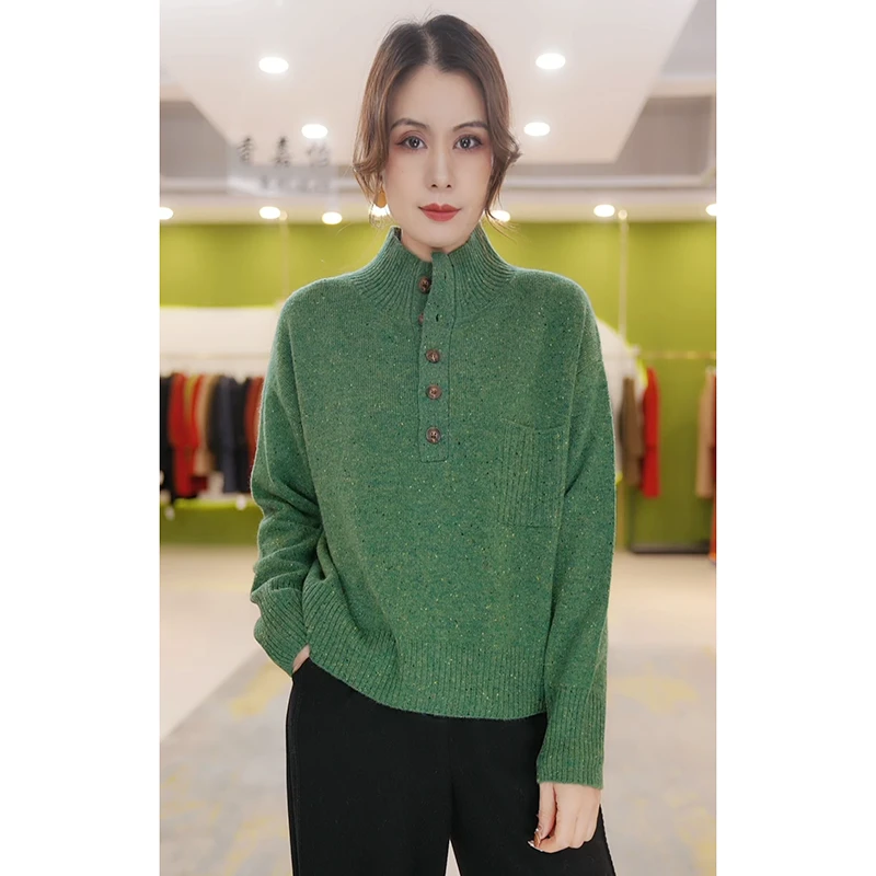 【香嘉怡新品】XJYD35163女士上衣绵羊毛2024早秋新款韩版网红款