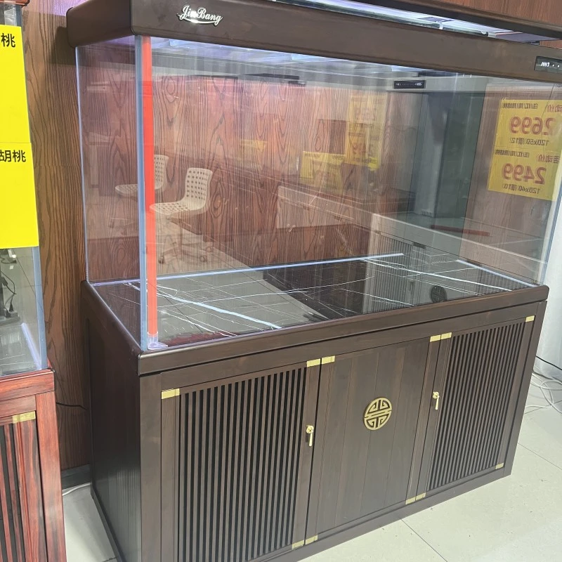 适用新中式铝合金底滤鱼缸干湿分离四面超白玻璃龙缸锦鲤热带鱼缸