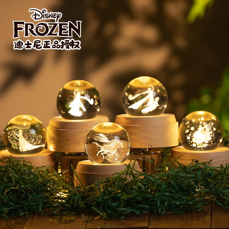 迪士尼爱莎公主音乐盒八音盒木制水晶球旋转女孩生日礼物儿童礼品