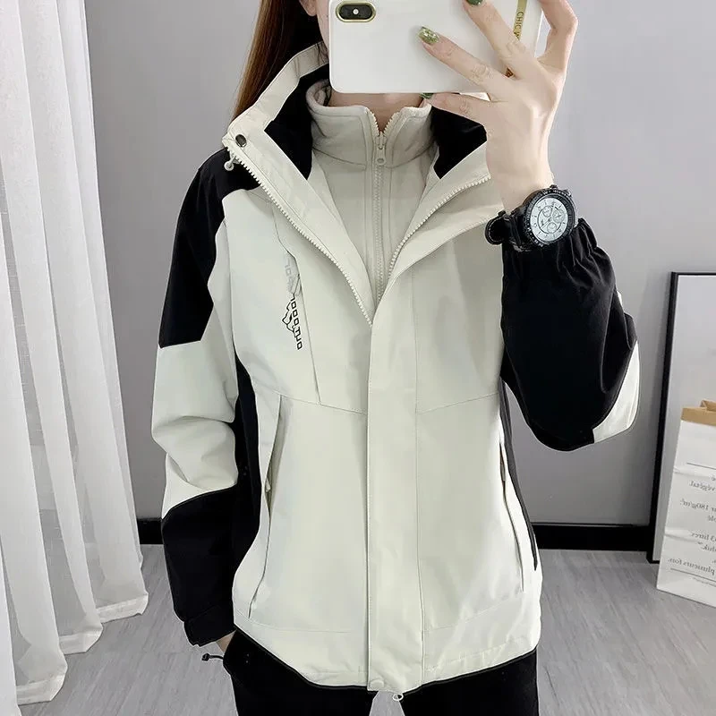 户外运动防风防水冲锋衣男女秋冬季三合一可拆卸防寒情侣外套夹克