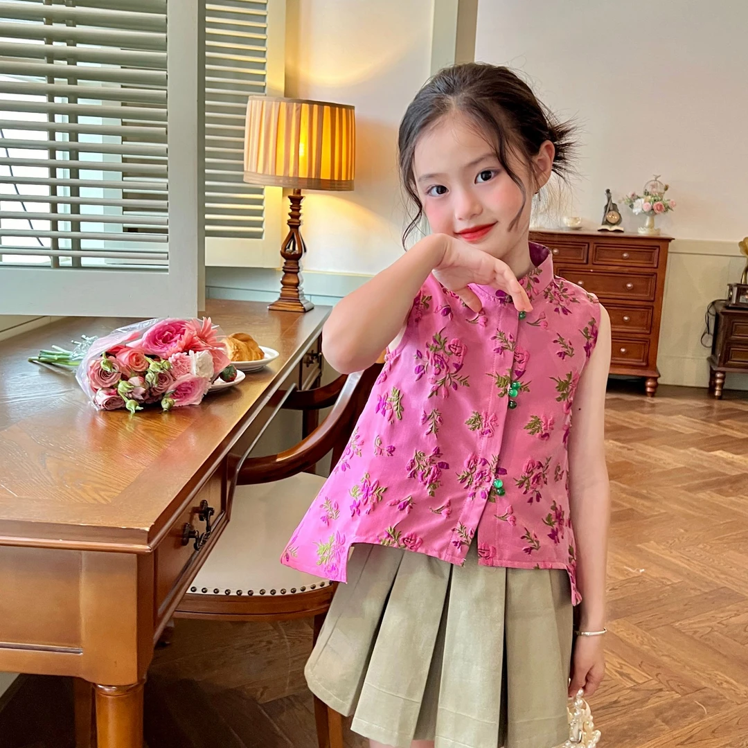 【断码拍这里】栀了成长记女童新中式绣花上衣衬衫夏季儿童半身裙