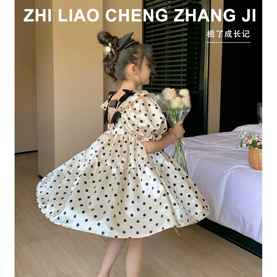 【清仓】女童泡泡袖连衣裙夏季新款儿童小女孩波点裙子宝宝公主裙