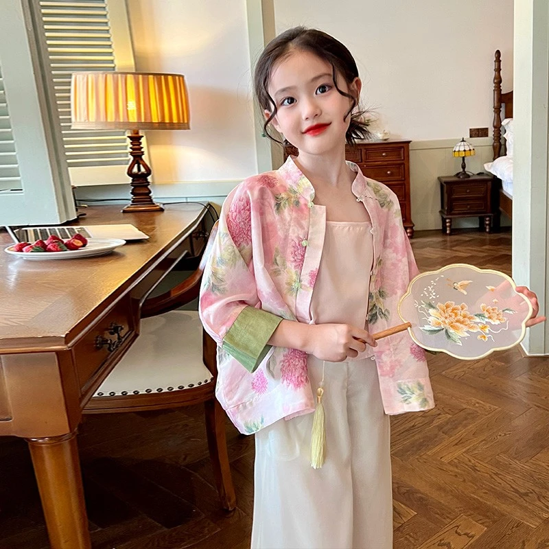 栀了成长记童装女童新中式薄款外套透气裤子夏季儿童宝宝气质长袖