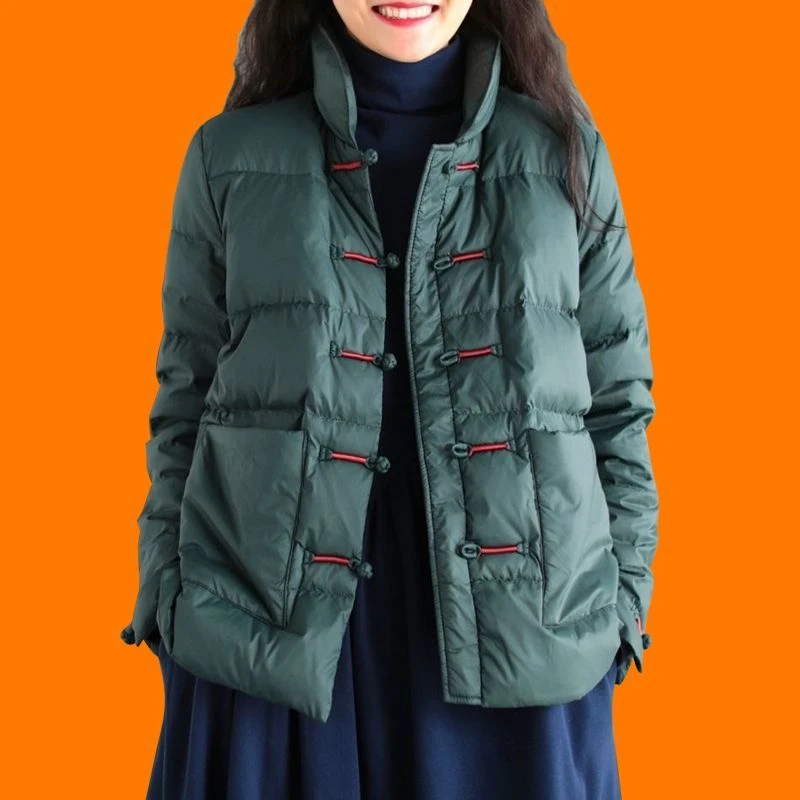 波司豋中国风复古盘扣羽绒服轻薄款棉服女宽松大码加厚立领冬季棉
