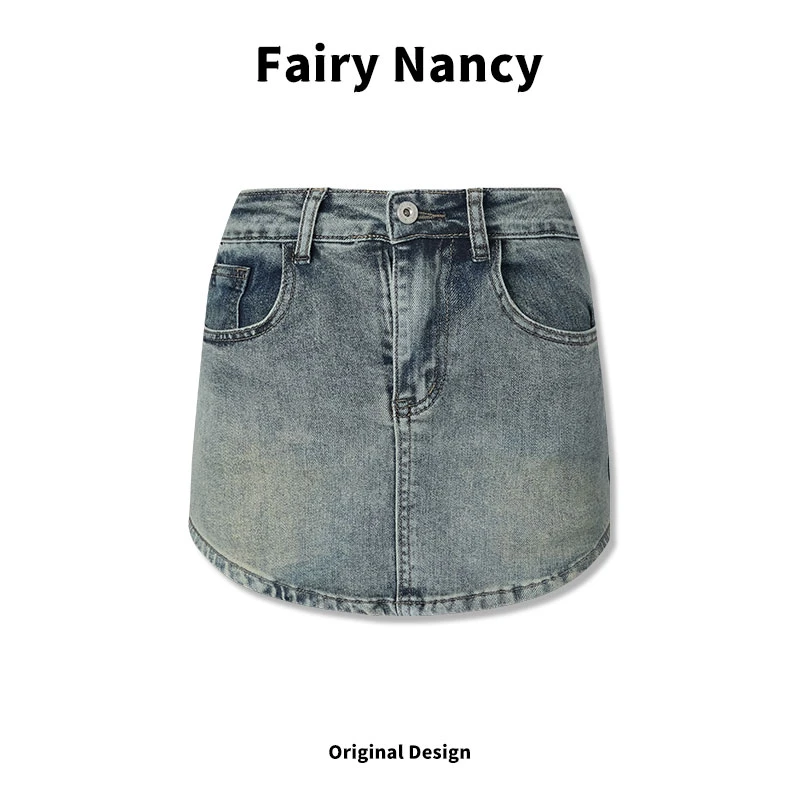 南希12月07号11点开抢【芝加哥辣妹】辣妹牛仔短裙显瘦A字半身裙