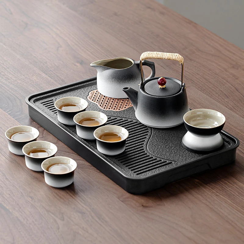唐丰轻奢高档渐变提梁防烫茶壶茶杯套装品茗泡茶茶具茶台一套家用