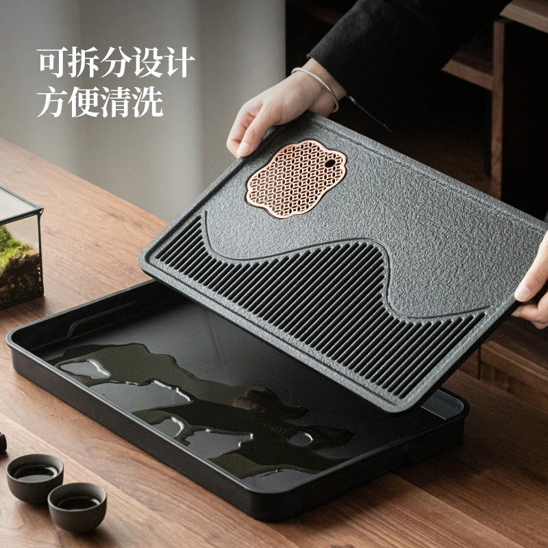 唐丰2025新款高档茶具干泡小茶台仿乌金石茶海小型茶盘家用茶托K