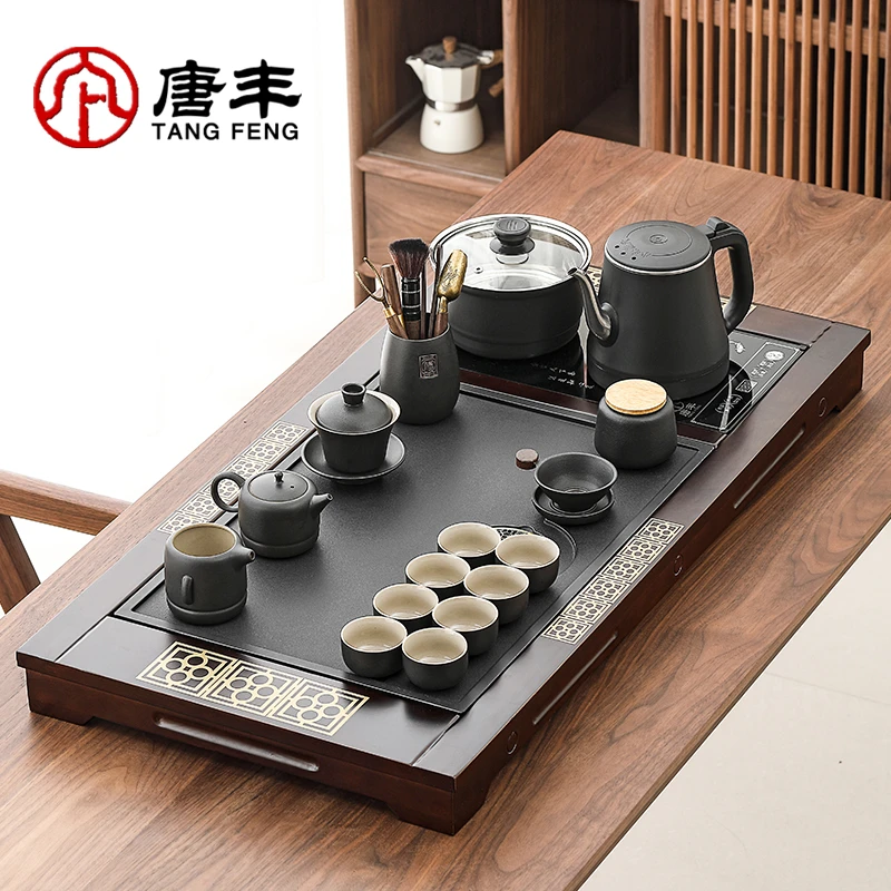 唐丰茶具套装电热水壶茶台一整套底部上水全自动烧水壶茶盘一体式