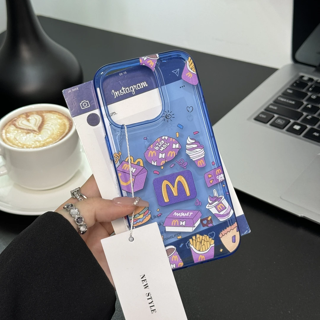 薯条汉堡ins风适用iphone15/14promax苹果11手机壳13软胶12防摔XM