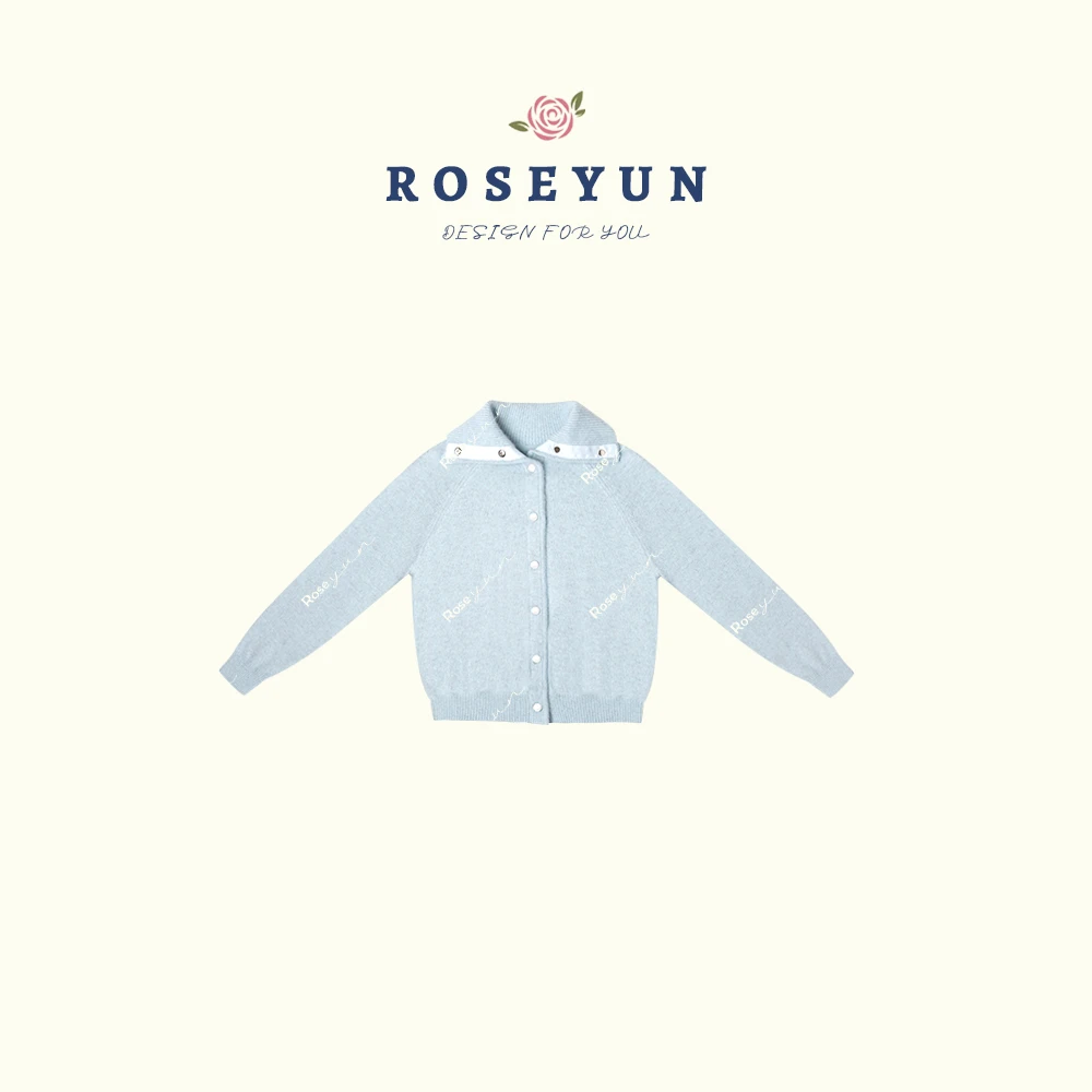 【Rose Yun】简而不凡 兔毛可翻立领针织上衣 2411029