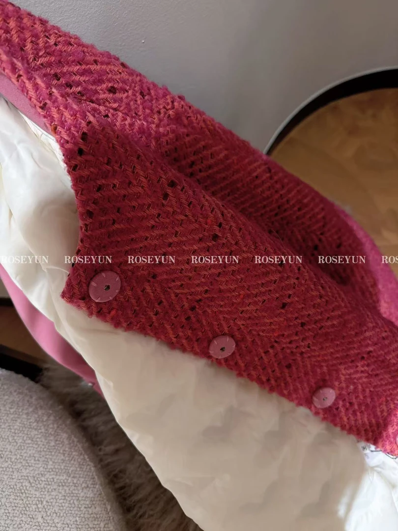 【Rose Yun】森林莓果 树莓红小香编织鹅绒服  2410195