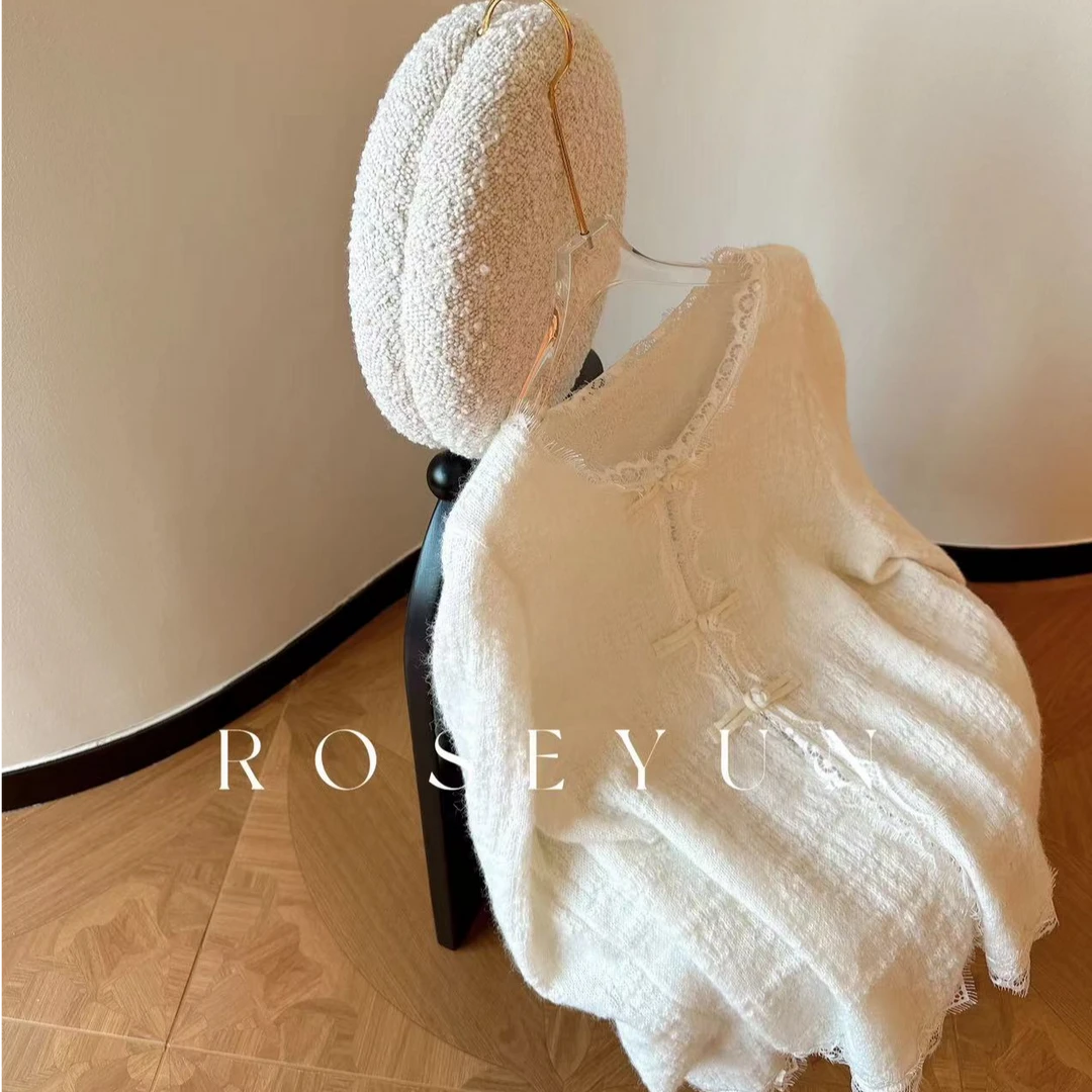 【Rose Yun】云上诗集 睫毛蕾丝国风盘扣开衫 248075